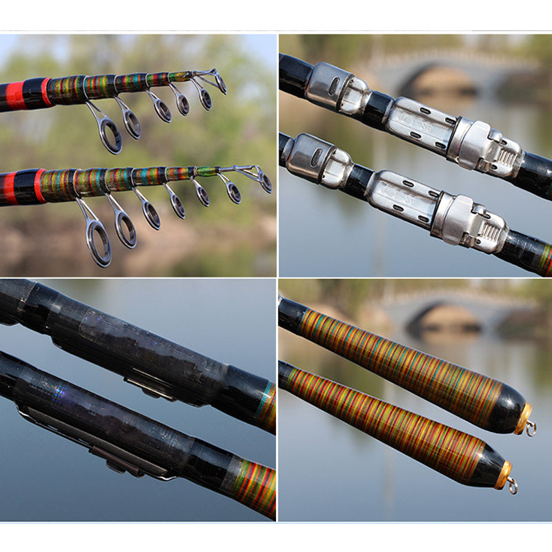 Telescopic Rock Fishing Rod Spinning Fly Carp Feeder Carbon Fiber Pesca Mini Travel Rod Reel Seat - USA fisher