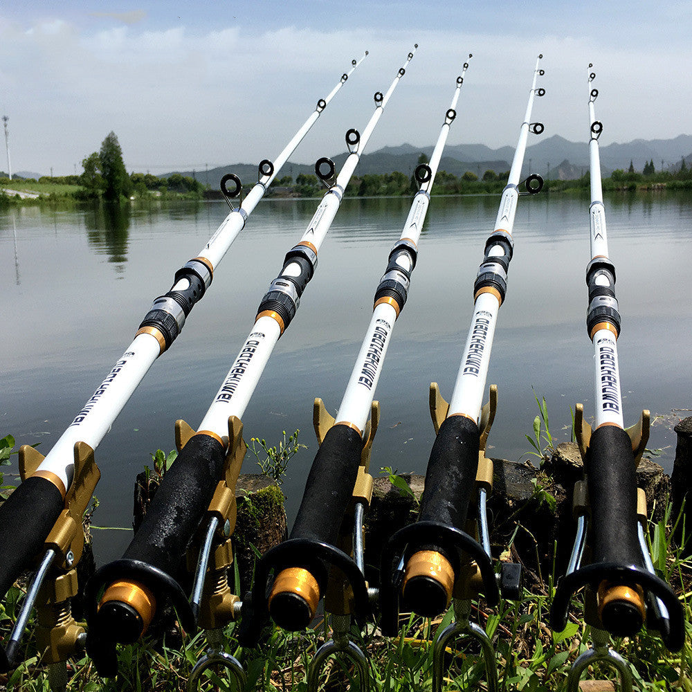 White Spinning Fishing Rod Carbon Fiber Telescopic Fish Rods - USA fisher